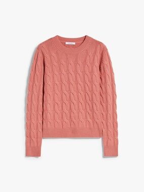 MaxMara Coral Pink Cable-Knit Cashmere Sweater